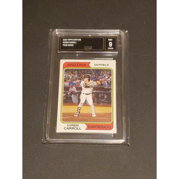 2023 Topps Heritage Corbin Carrol Rookie Card GMA Graded With A 9 Mint R.O.Y - Picture 1 of 2